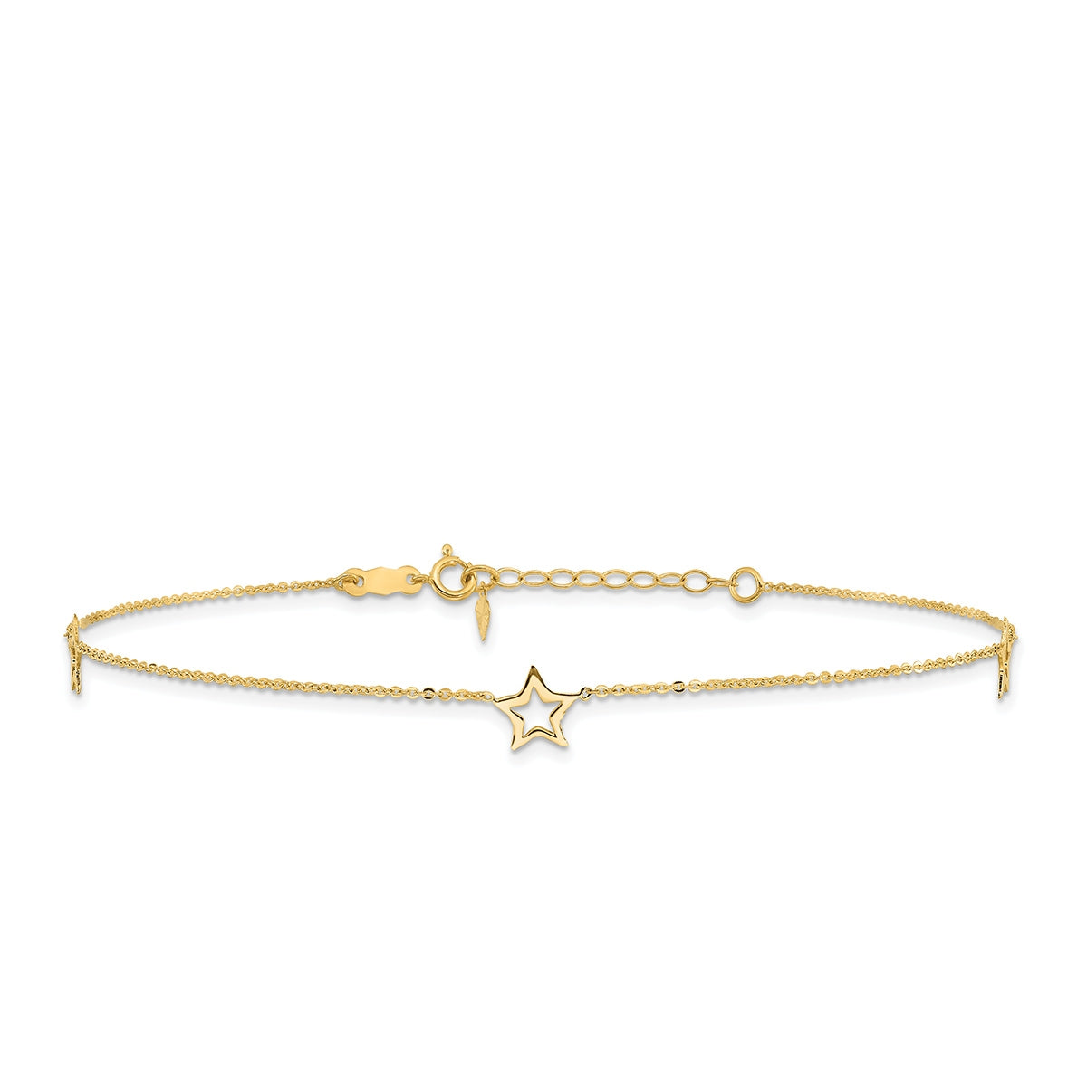 9-inch Adjustable Star Ankle Bracelet in 14K Yellow Gold