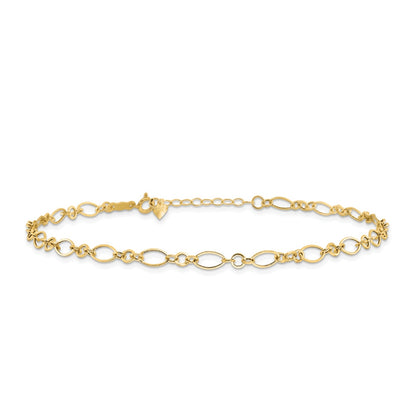 9-inch Oval Link Ankle Bracelet in 14K Yellow Gold