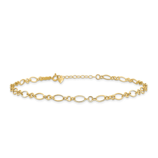 9-inch Oval Link Ankle Bracelet in 14K Yellow Gold