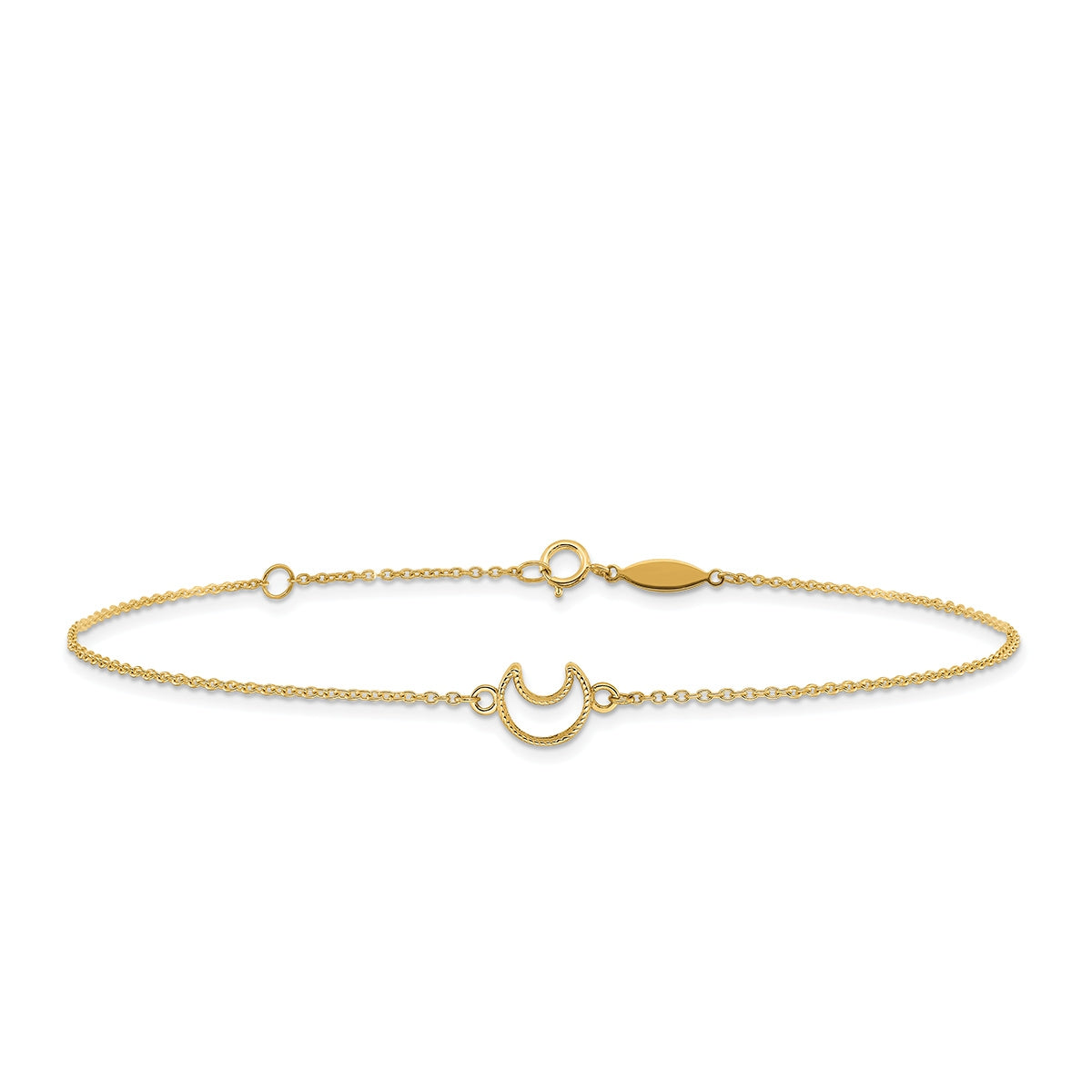 9-inch Adjustable Moon Ankle Bracelet in 14K Yellow Gold
