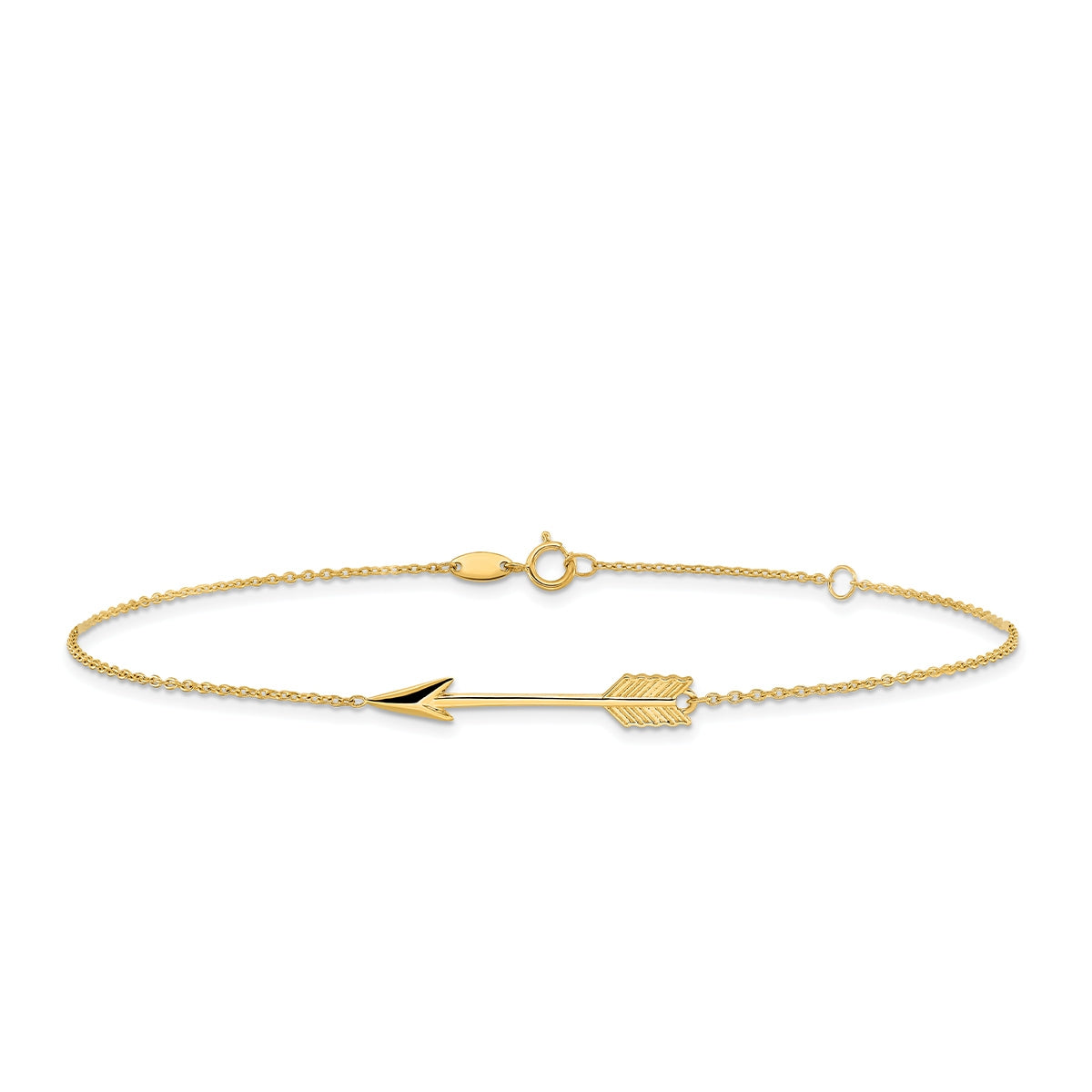 9-inch Adjustable Arrow Ankle Bracelet in 14K Yellow Gold