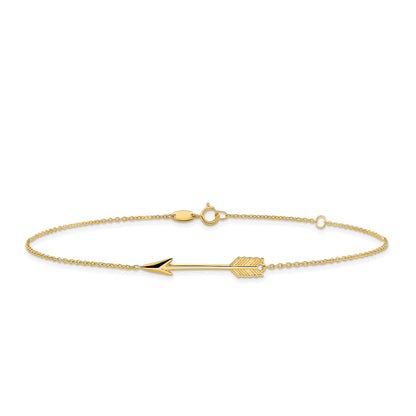 9-inch Adjustable Arrow Ankle Bracelet in 14K Yellow Gold