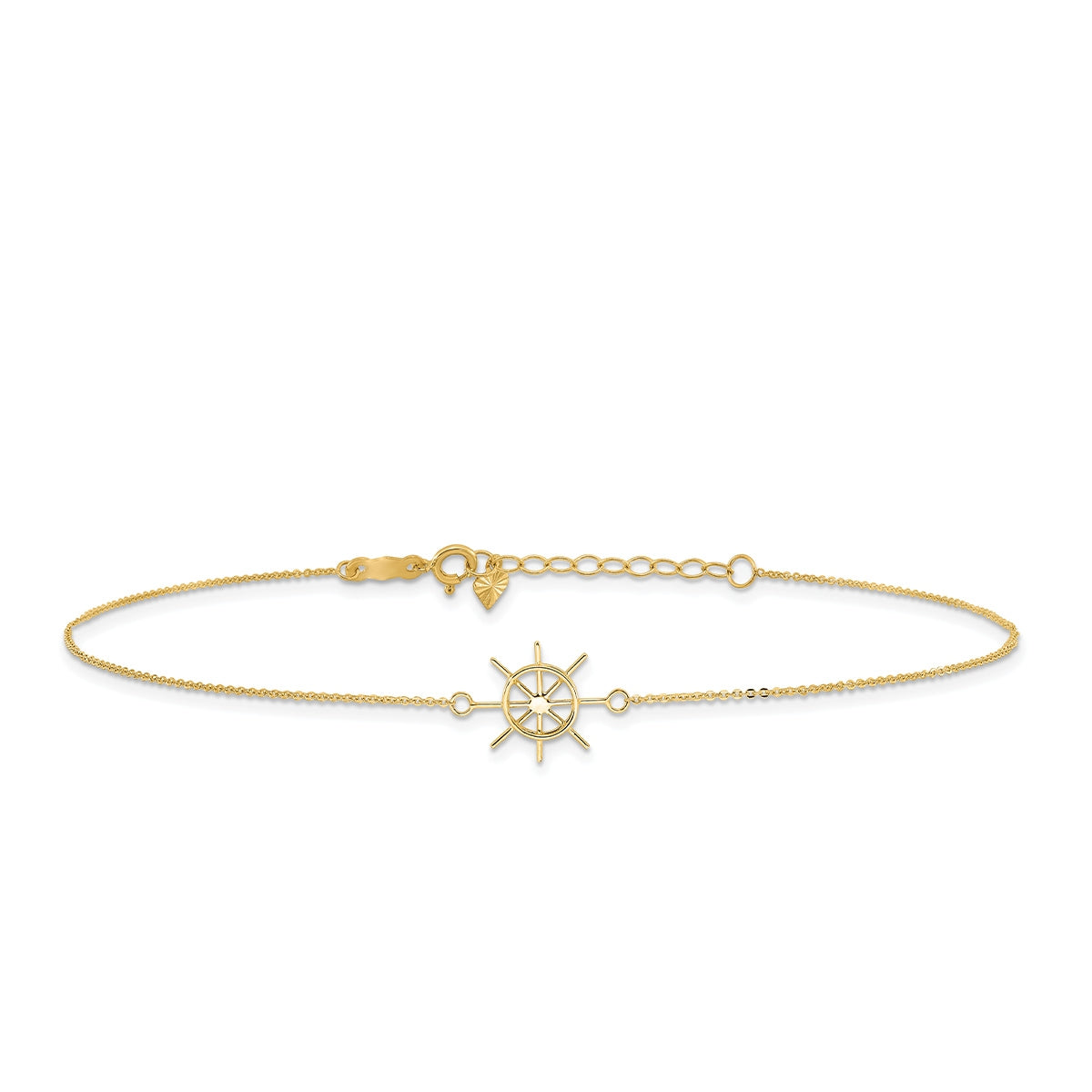 9-inch Adjustable Captain's Wheel Ankle Bracelet in 14K Yellow Gold