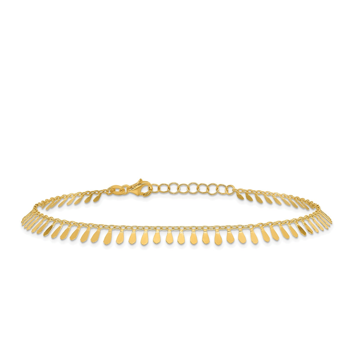 9-inch Adjustable Dangle Charm Ankle Bracelet in 14K Yellow Gold