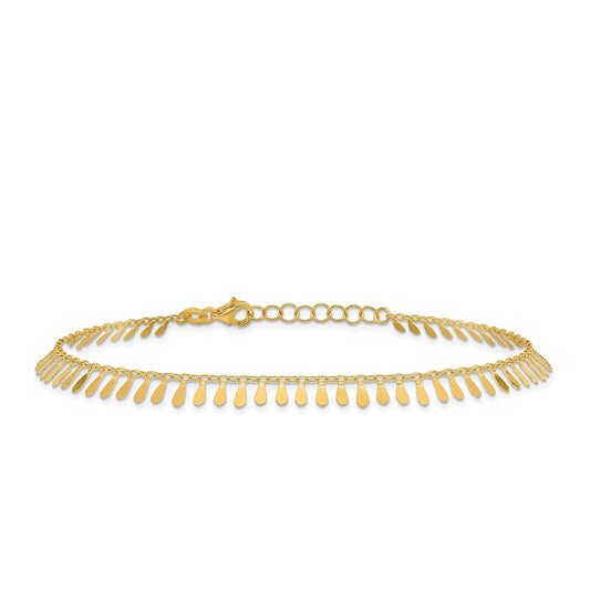 9-inch Adjustable Dangle Charm Ankle Bracelet in 14K Yellow Gold