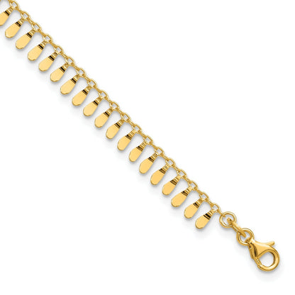 9-inch Adjustable Dangle Charm Ankle Bracelet in 14K Yellow Gold front view