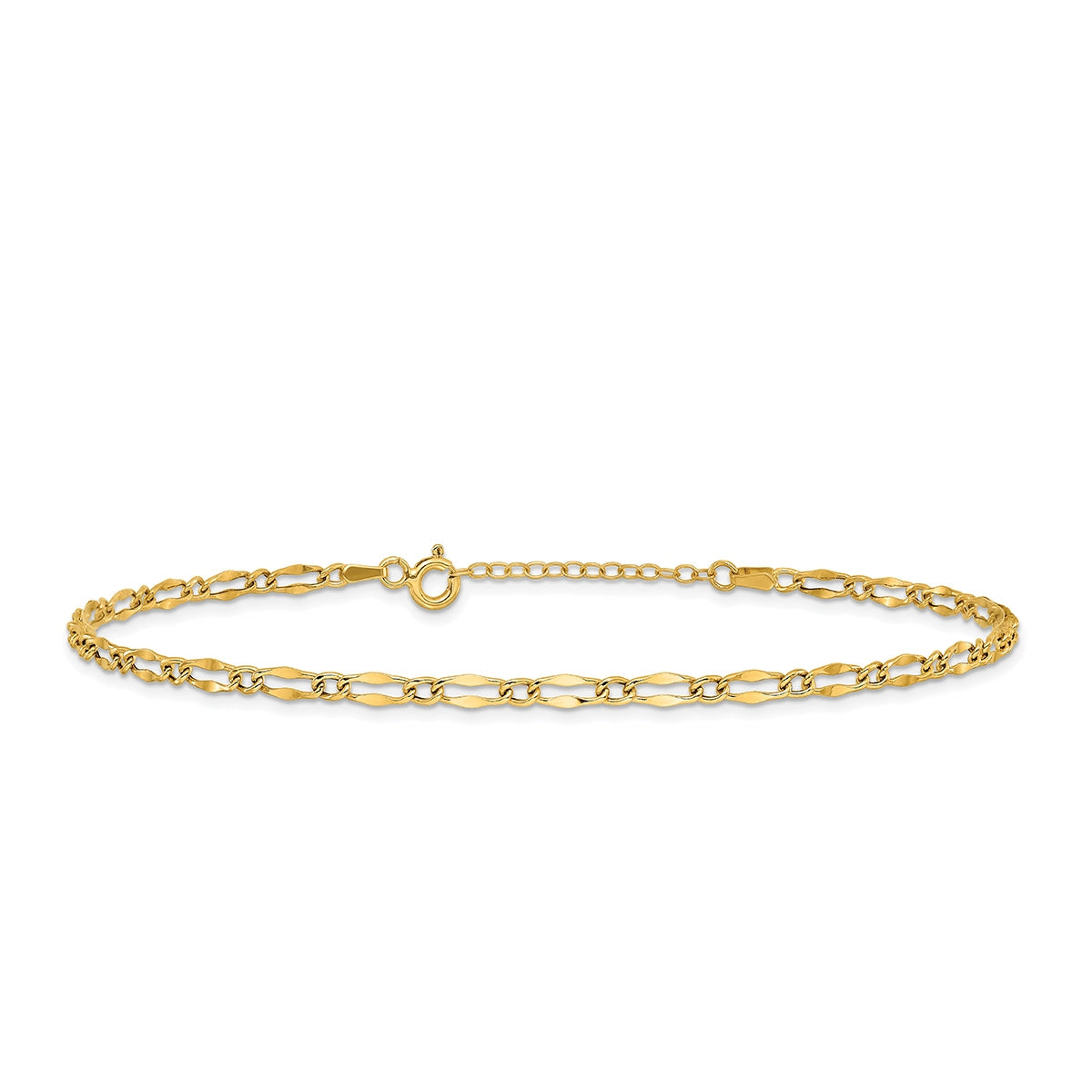 9-inch Adjustable Polished Link Ankle Bracelet in 14K Yellow Gold