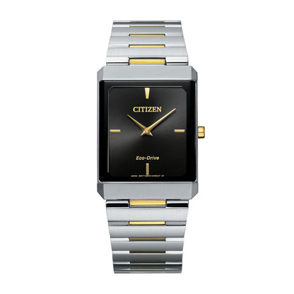 Citizen Men's Stiletto Two-Tone Stainless Steel Watch with Black Dial