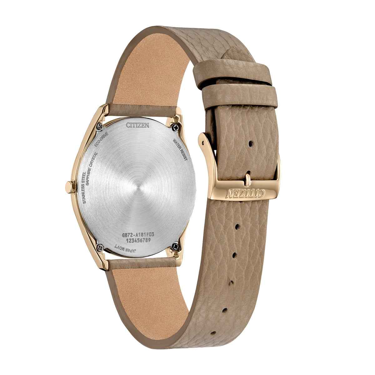 Citizen Men's Suratto Eco-Drive Rose Gold-Tone Stainless Steel Watch with Pink Dial & Leather Strap front view
