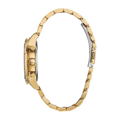 Citizen Men's Crystal Collection Gold-Tone Stainless Steel Watch with Black Dial front view