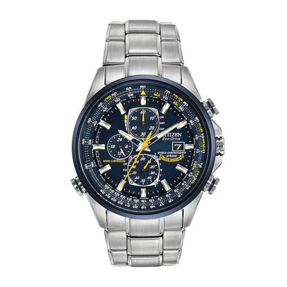 Citizen Men's World Chronograph Blue Angels Stainless Steel Watch with Blue Dial