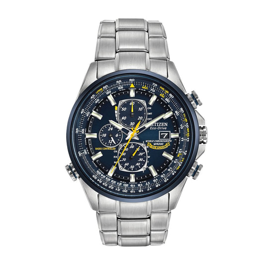 Citizen Men's World Chronograph Blue Angels Stainless Steel Watch with Blue Dial