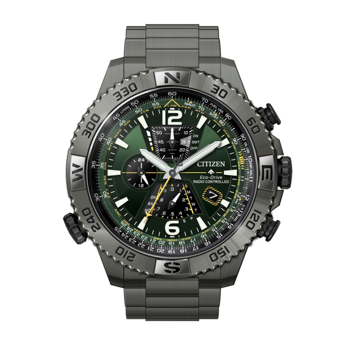 Citizen Men's Promaster Navihawk Dark Gray Stainless Steel Watch with Green Dial