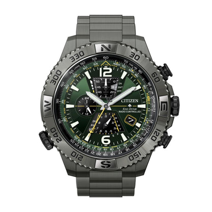 Citizen Men's Promaster Navihawk Dark Gray Stainless Steel Watch with Green Dial