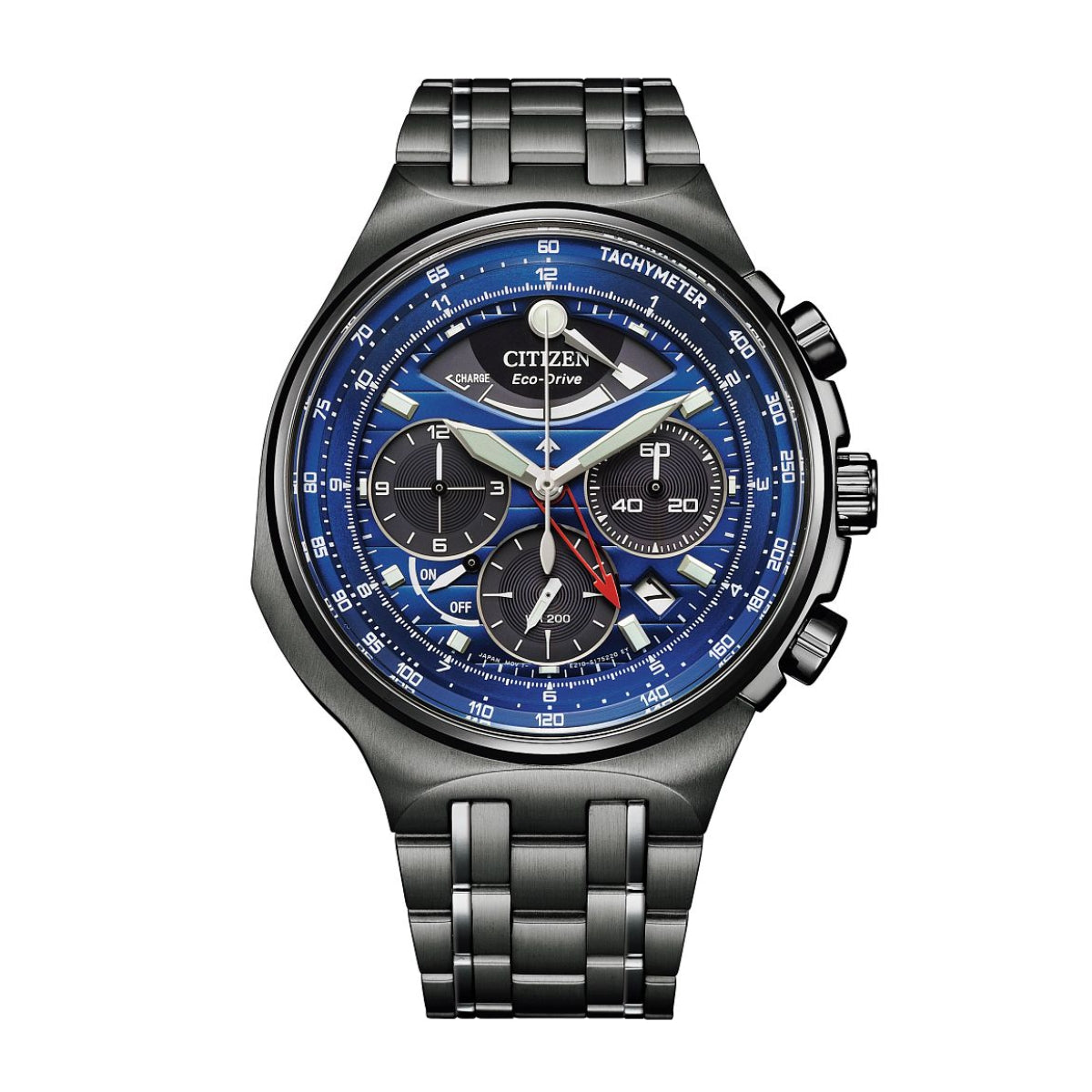 Citizen Men's Caliber 2100 Dark Gray Stainless Steel Watch with Blue Dial