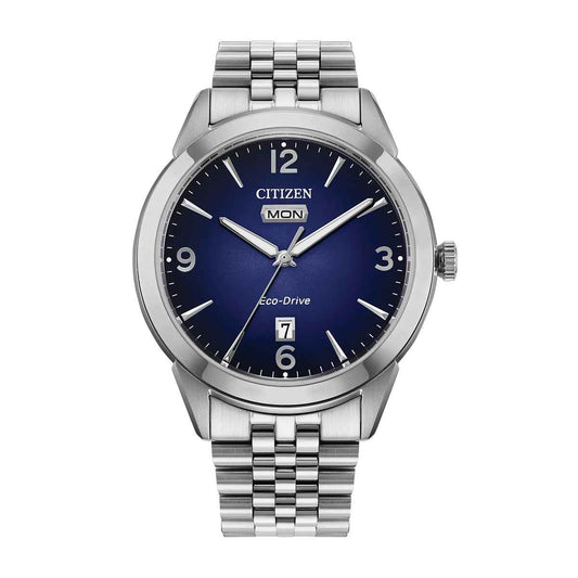 Citizen Men's Rolan Eco-Drive Stainless Steel Watch with Blue Dial
