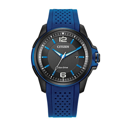 Citizen Men's Drive Black Stainless Steel Watch with Black Dial & Blue Polyurethane Strap
