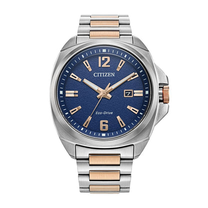 Citizen Men's Endicott Two-Tone White & Pink Stainless Steel Watch with Blue Dial