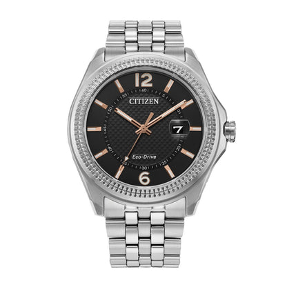 Citizen Men's Corso Stainless Steel Watch with Black & Pink Dial