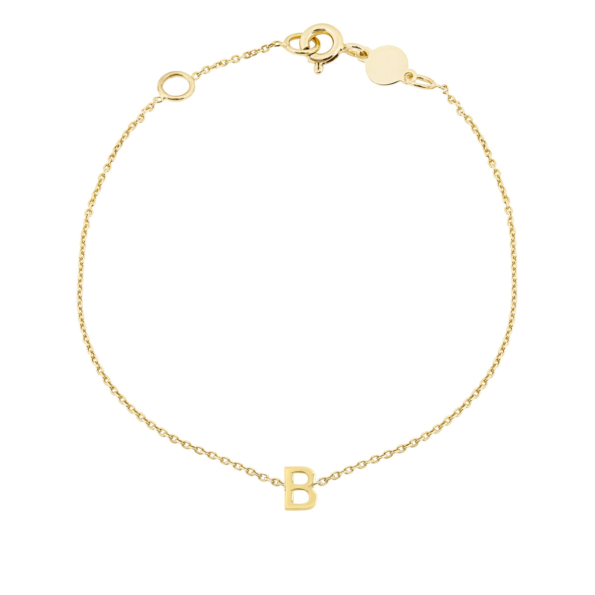 Mini Initial B Bracelet in 14K Yellow Gold