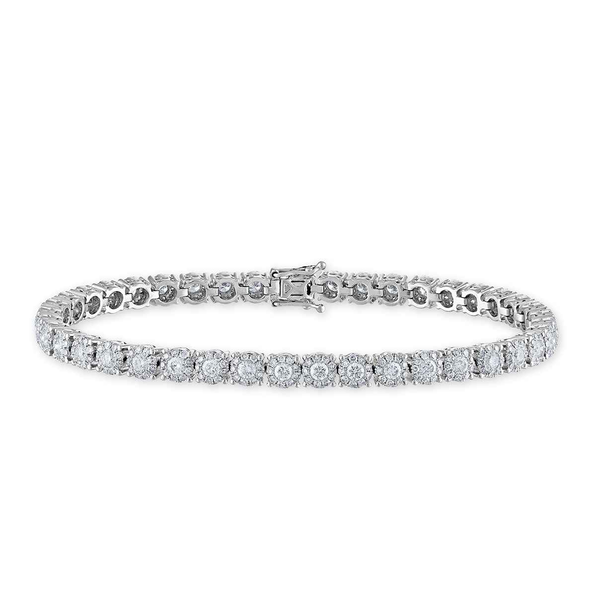 4 ct. tw. Round Diamond Halo Tennis Bracelet in 14K White Gold