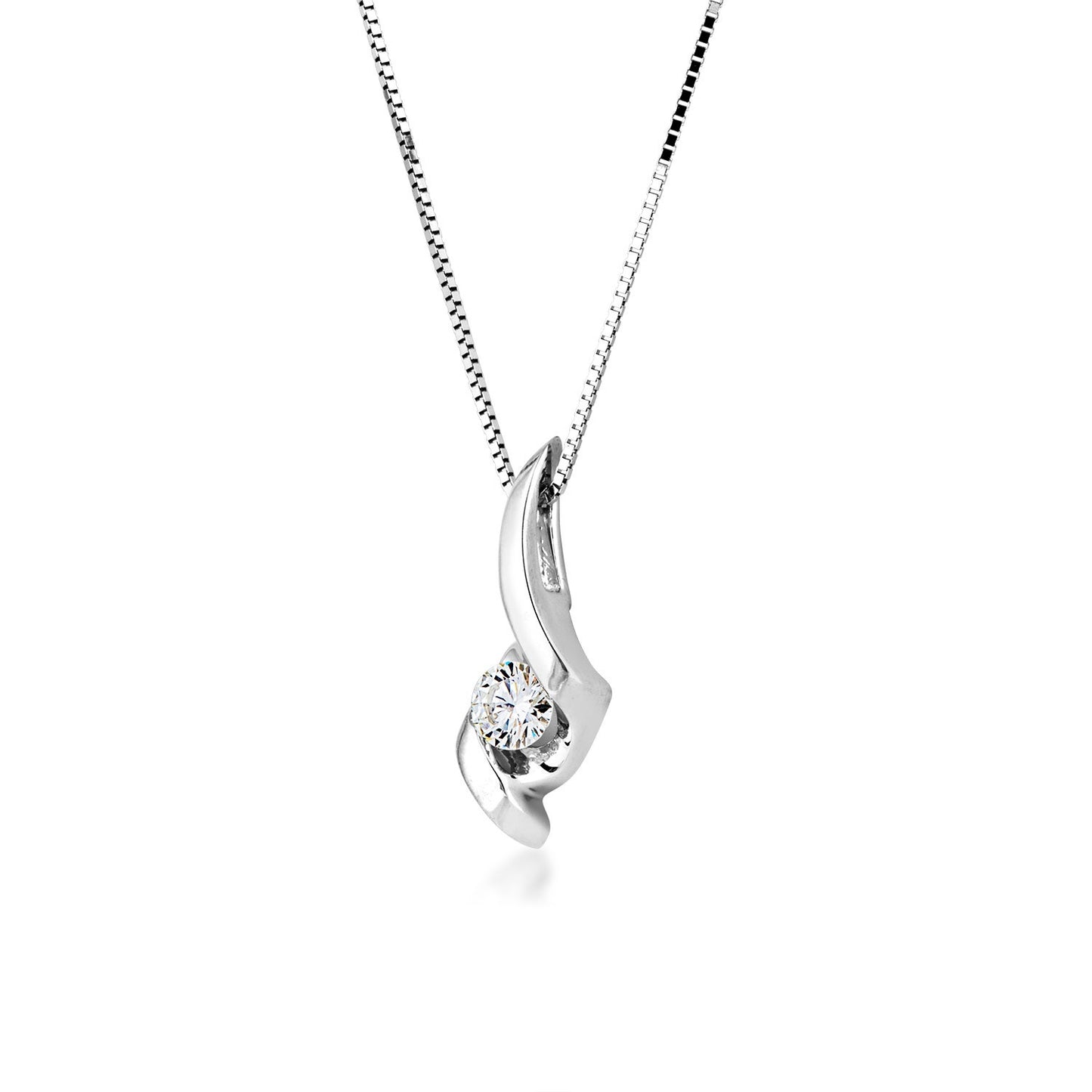 Sirena 1/8 ct. tw. Round Diamond Swirl Pendant in 14K White Gold