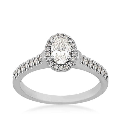 Brilliantly Yours 1/2 ct. Oval Diamond Engagement Ring with 1/4 ct. Diamond Halo & Band in 14K White Gold