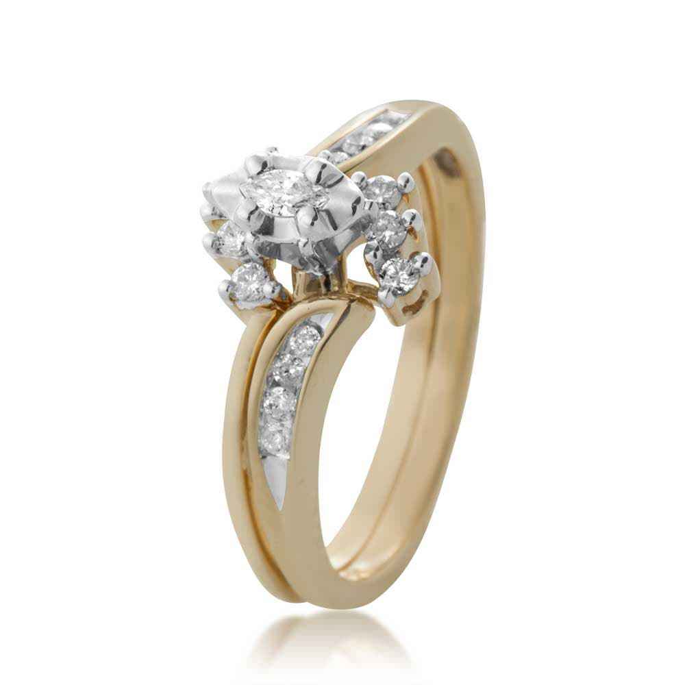 Natural 1/4 ct. tw. Marquise Diamond Wedding Set in 10K Yellow Gold front view
