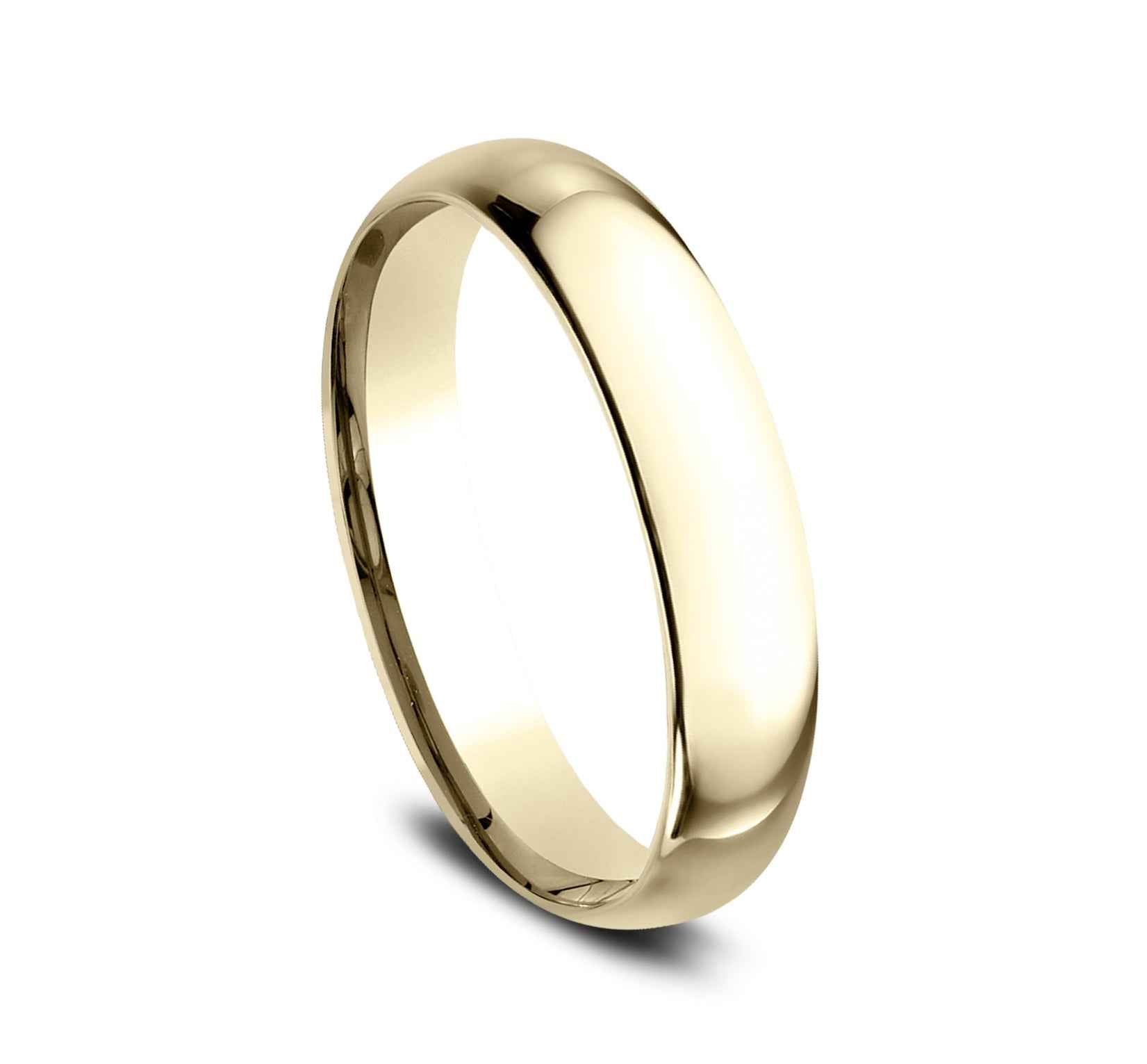 Benchmark Men's 4.0mm Polished Light Comfort-Fit Wedding Band in 10K Yellow Gold front view