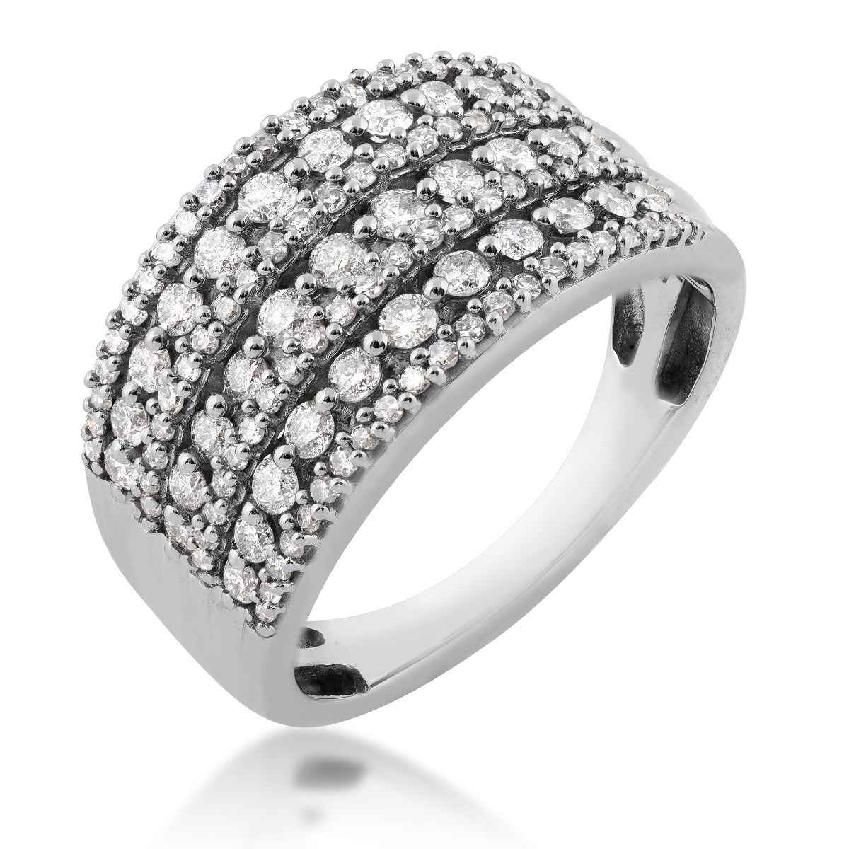 1 ct. tw. Diamond Multi-Row Anniversary Band in 10K White Gold front view