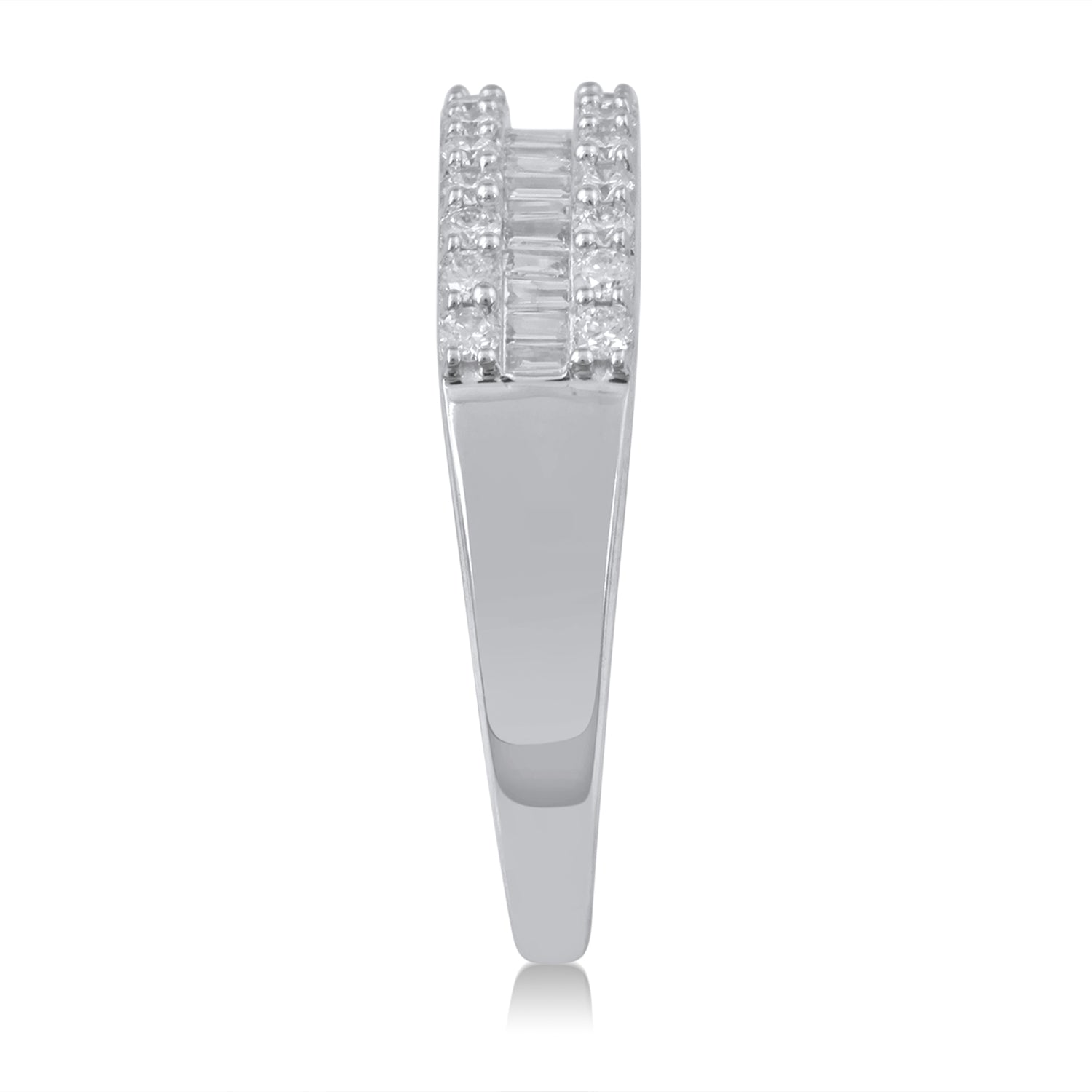 1/2 ct. tw. Round Brilliant and Baguette Diamond Anniversary Band in 10K White Gold front view