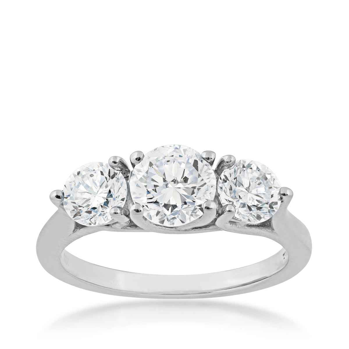 2 ct. tw. Classic Round Brilliant Diamond 3-Stone Anniversary Ring in 14K White Gold