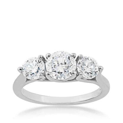 2 ct. tw. Classic Round Brilliant Diamond 3-Stone Anniversary Ring in 14K White Gold