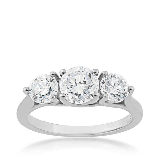 2 ct. tw. Classic Round Brilliant Diamond 3-Stone Anniversary Ring in 14K White Gold