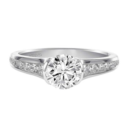 ArtCarved Contemporary 1/3 ct. tw. Round Diamond Semi-Mount Engagement Ring with Tapered Band in 14K White Gold side profile