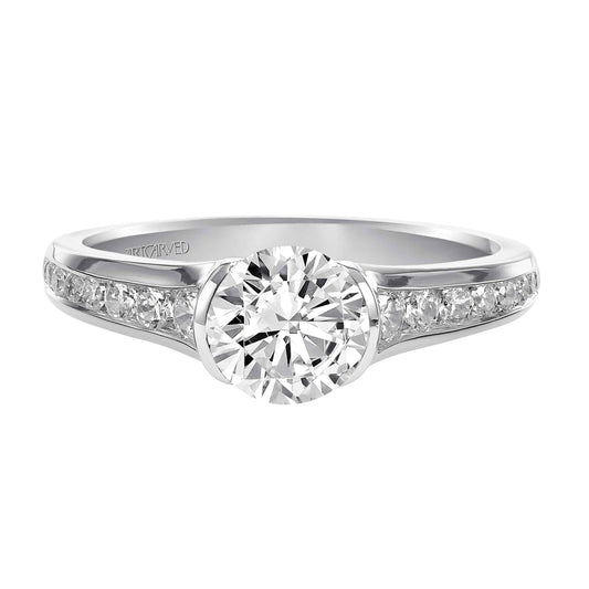 ArtCarved Contemporary 1/3 ct. tw. Round Diamond Semi-Mount Engagement Ring with Tapered Band in 14K White Gold side profile