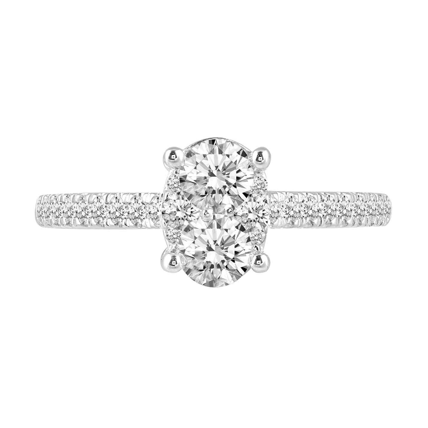 Fairytale Diamonds 3/4 ct. tw. Diamond Oval-Shaped Cluster Engagement Ring in 10K White Gold front view