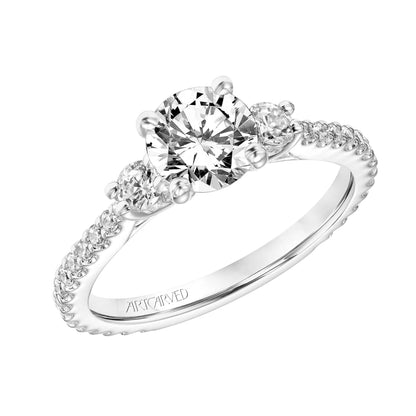ArtCarved Classic 1/2 ct. tw. 2-Stone Accent Diamond Semi-Mount Engagement Ring in 14K White Gold close-up detail