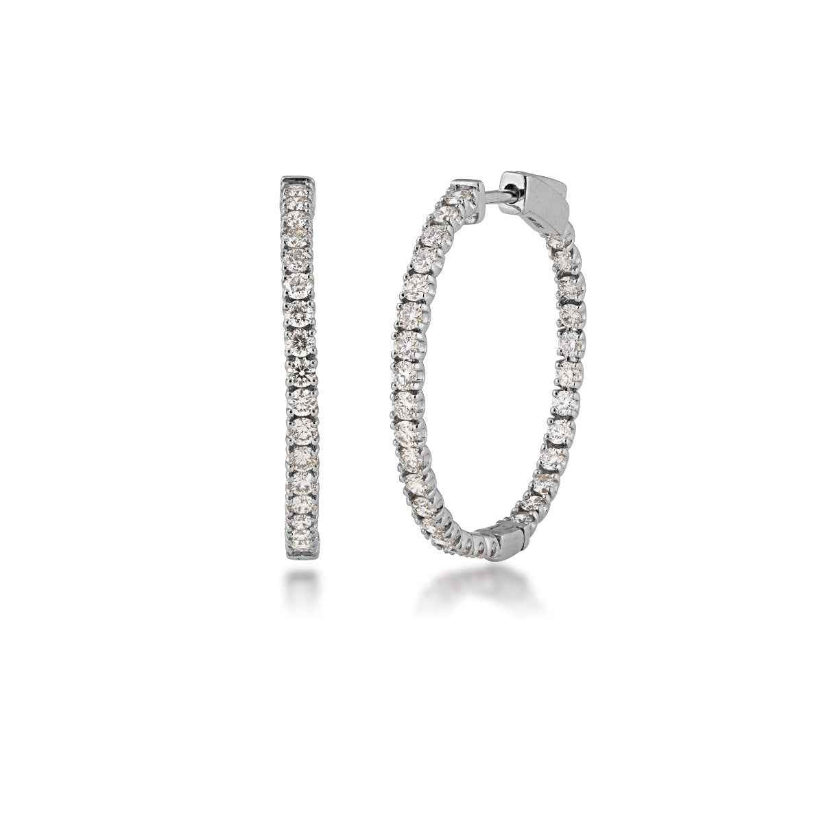 1-1/2 ct. tw. Diamond Inside-Out Hoop Earrings in 14K White Gold