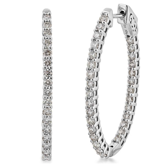 2 ct. tw. Diamond Inside Out Oval Hoop Earrings in 14K White Gold