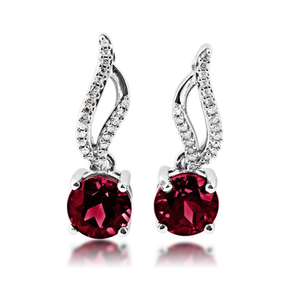 .13 ct. tw Round Garnet with Flame Diamond Design in 10K White Gold