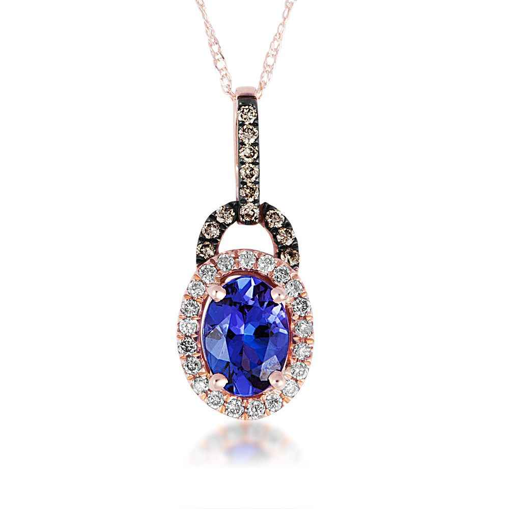 Oval Tanzanite and 1/3 ct. tw. Diamond Pendant in 10K Pink Gold
