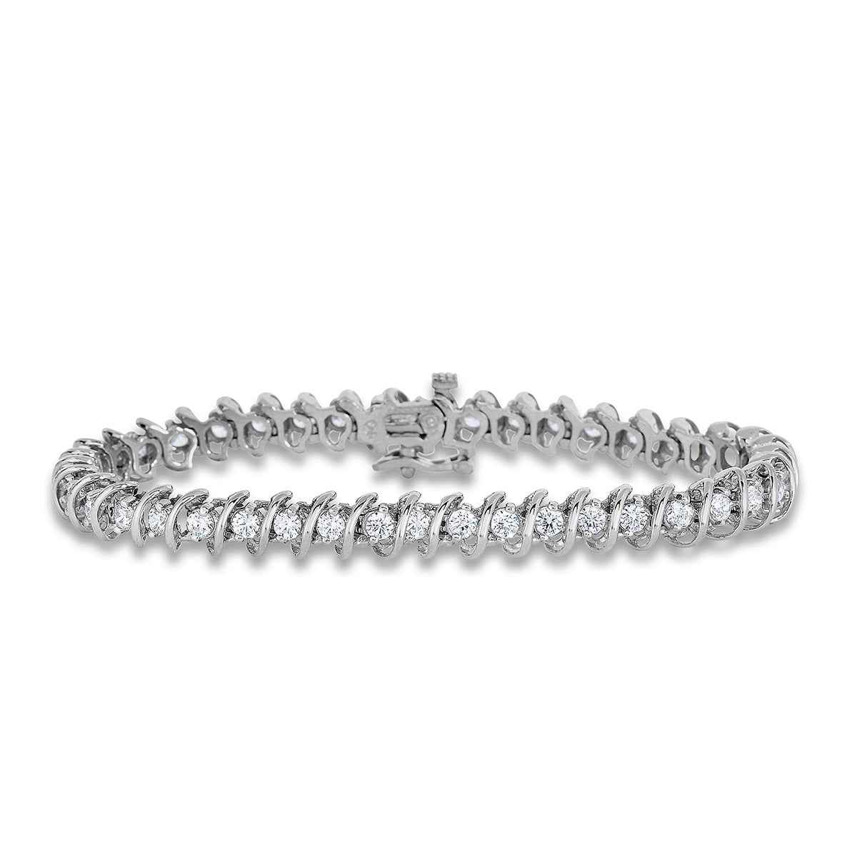 2 ct. tw. Round Diamond Swirl Link Illusion Bracelet in 14K White Gold