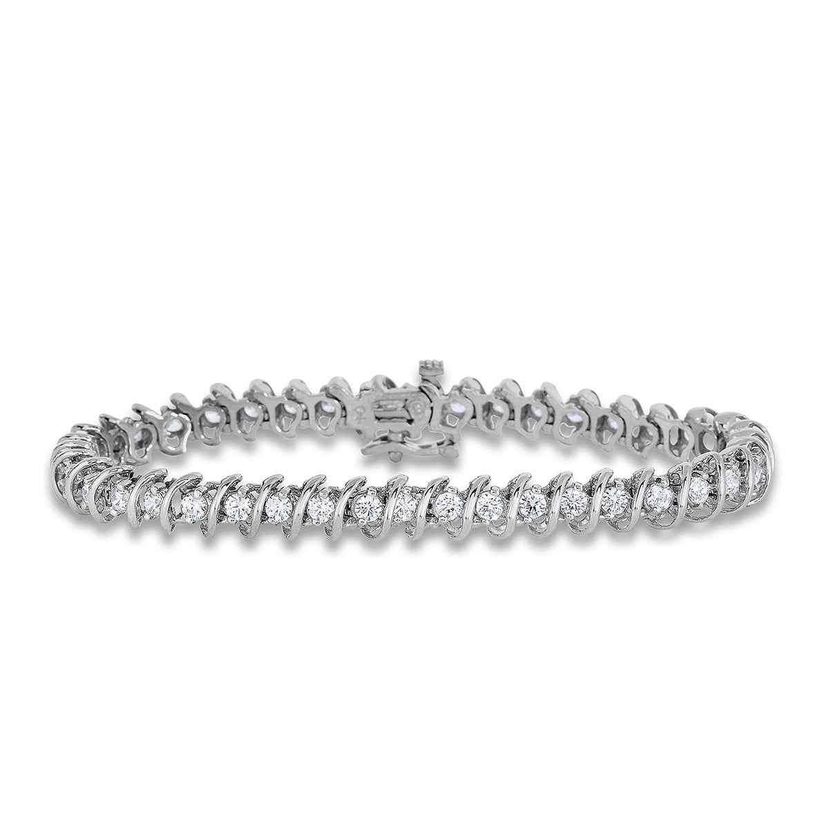 3 ct. tw. Round Diamond S-Link Bracelet in 14K White Gold