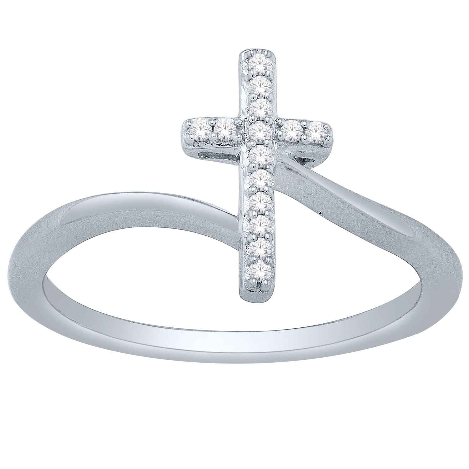 .07 ct. tw. Diamond Cross Ring in 10K White Gold