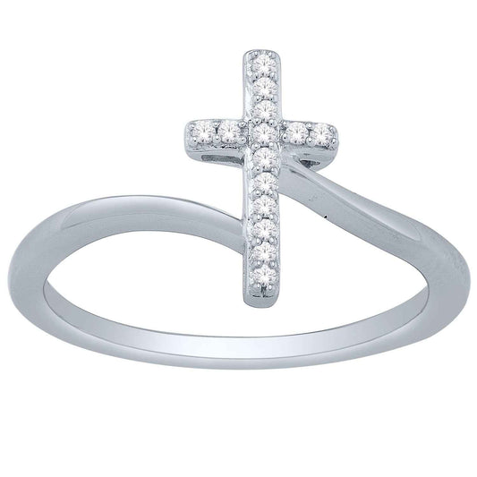 .07 ct. tw. Diamond Cross Ring in 10K White Gold