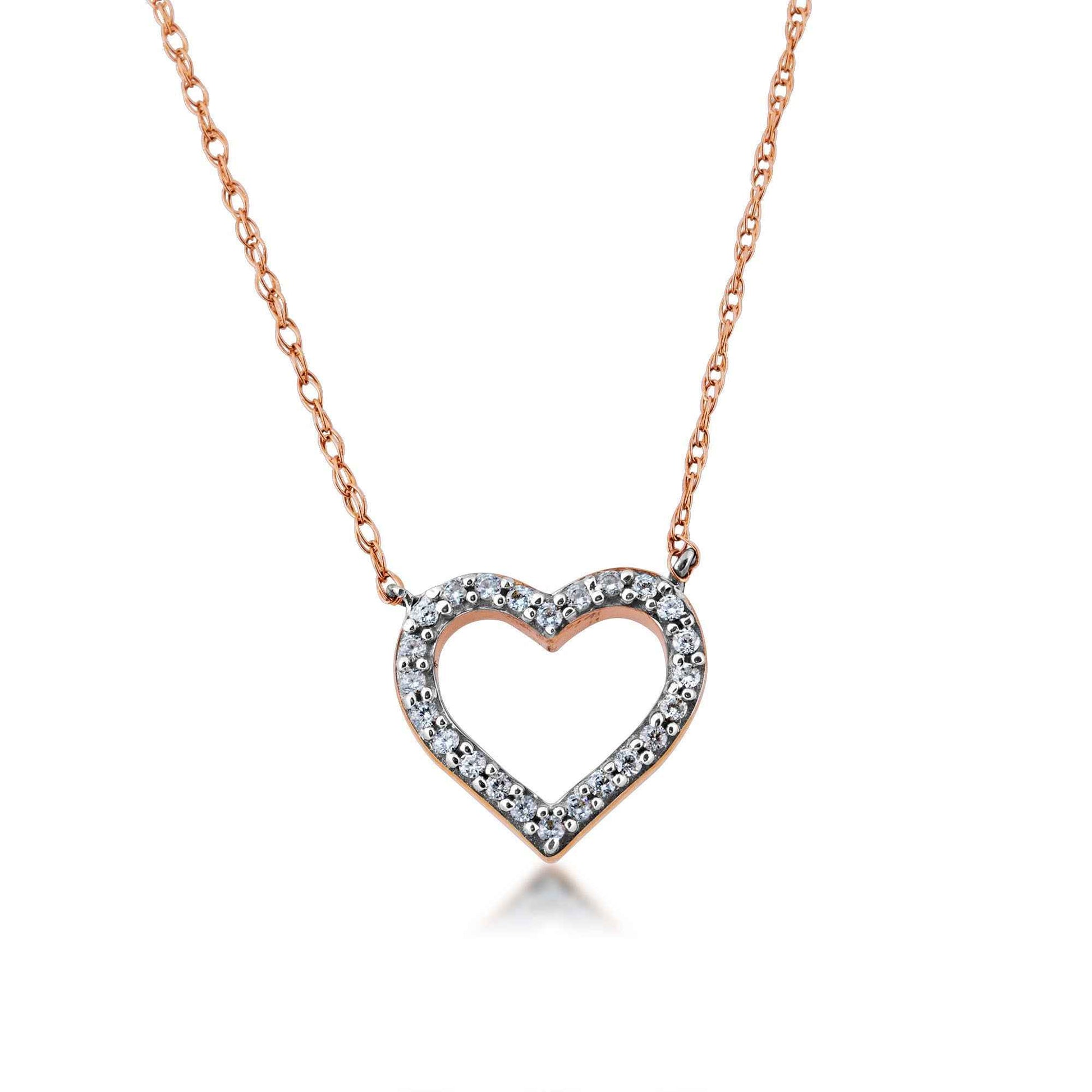 1/10 ct. tw. Heart-Shaped Diamond Pendant in 10K Pink Gold