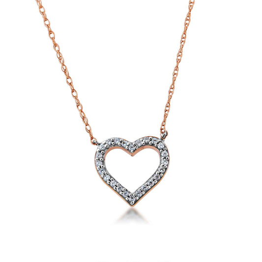 1/10 ct. tw. Heart-Shaped Diamond Pendant in 10K Pink Gold
