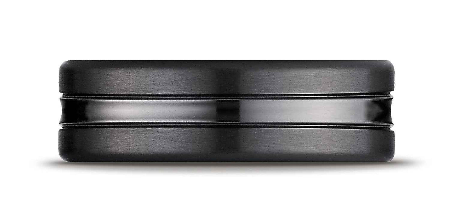 BENCHMARK Mens 7.5MM Black Titanium Wedding Band