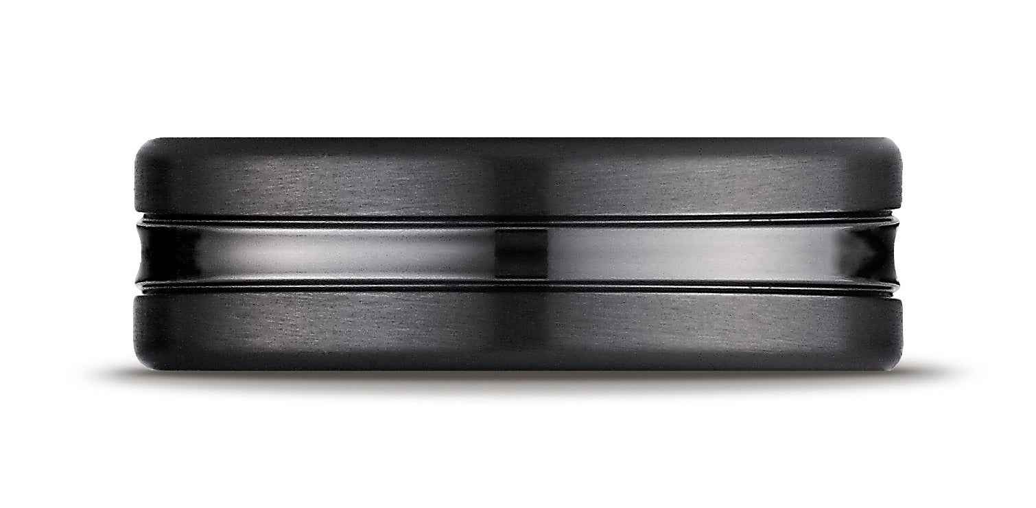 BENCHMARK Mens 7.5MM Black Titanium Wedding Band